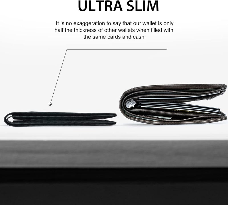 GSOIAX Slim Wallet for Men RFID Blocking Bifold Wallet Carbon Fiber Front Pocket Wallet with 11 Card Holder Minimalist Mens Wallet with Gift Box(Carbon Black-) - Image 2
